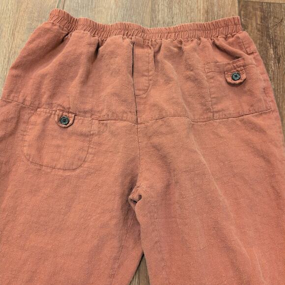 Minibee Women's XXL 100% Linen Pants Pink Salmon Summer Spring Boho Hippie - Picture 2 of 9
